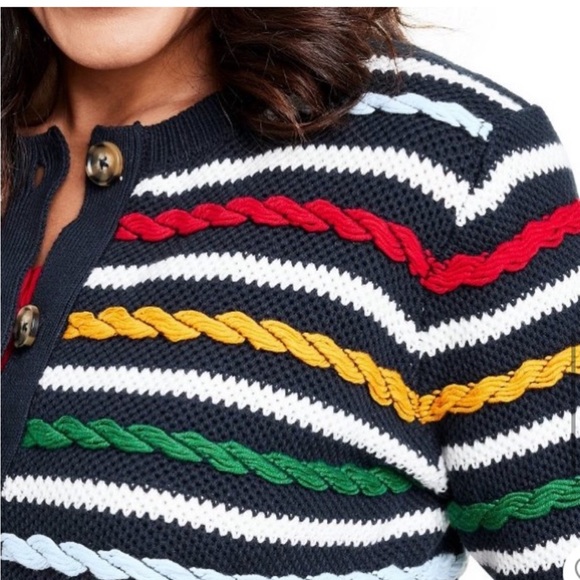 NEW❤️💙La Ligne x Target Multicolor Textured Striped Cardigan Sweater Medium - Picture 4 of 11